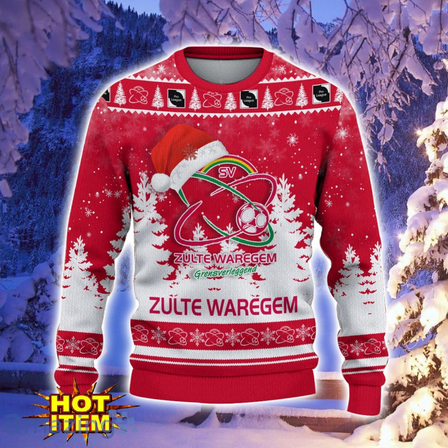 Zulte Waregem Ugly Christmas Sweater Holiday Gift Ideas For Sport Fans image Zulte Waregem Ugly Christmas Sweater Holiday Gift Ideas For Sport Fans Product Photo 2