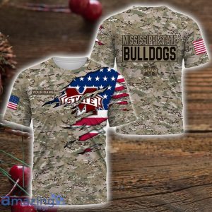 Mississippi State Bulldogs Custom Name Camo Pattern T-Shirt Hoodie Sweatshirt Zipper Hoodie Father's Day Gift Product Photo 3