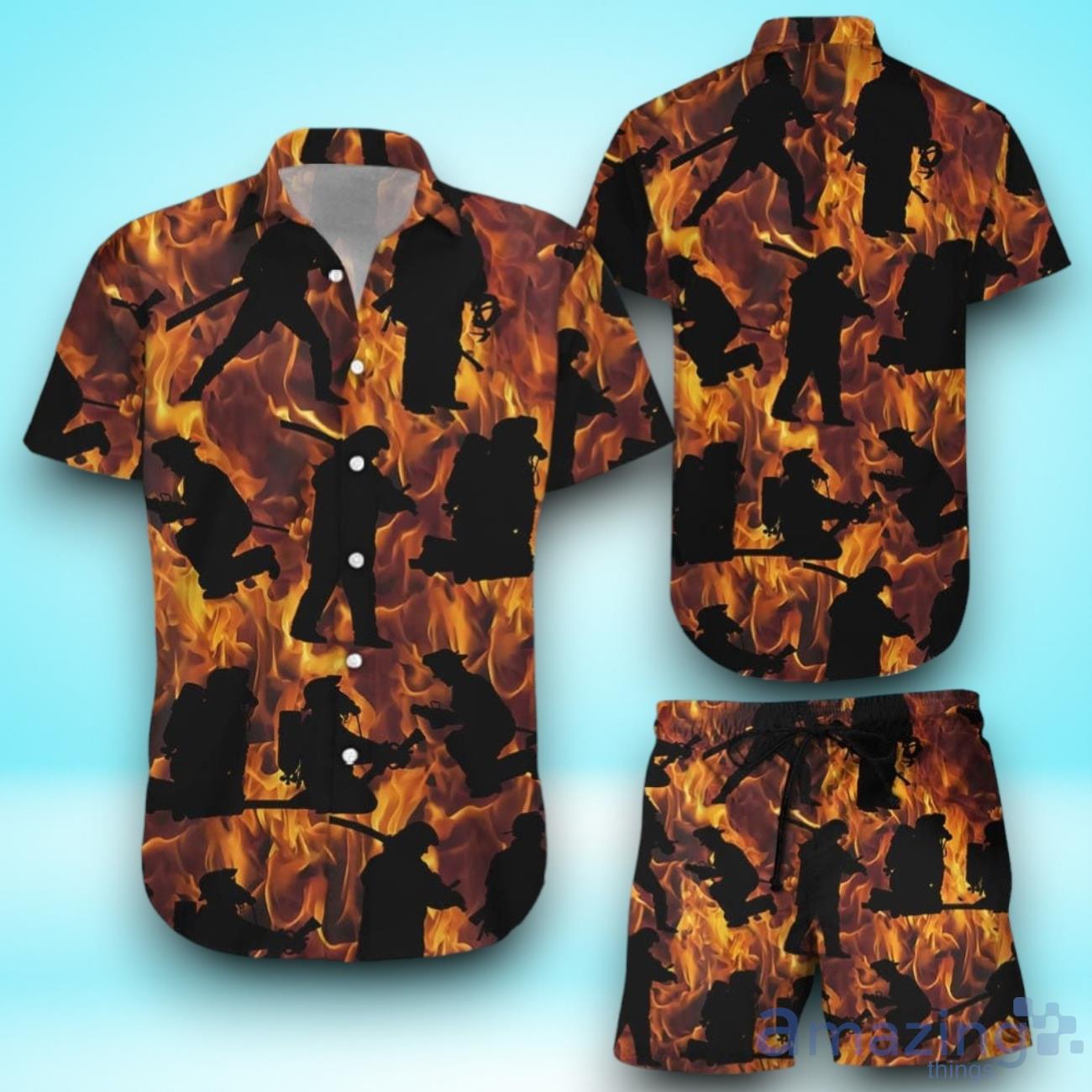 3D Fire Fighter Hawaiian Shirt & Short For Men And Women image 3D Fire Fighter Hawaiian Shirt & Short For Men And Women Product Photo 1