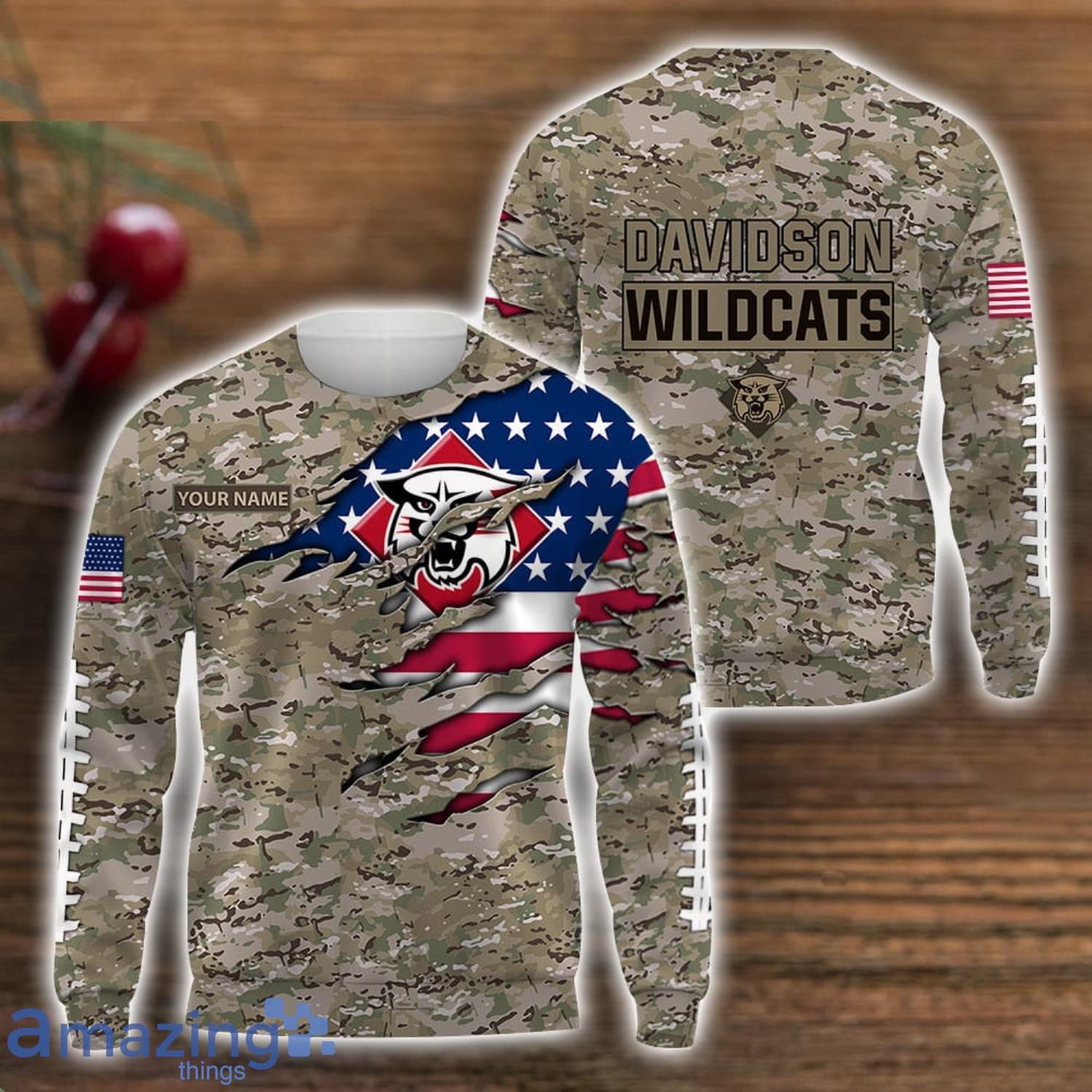 Davidson Wildcats Custom Name Camo Pattern T Shirt Hoodie Sweatshirt Zipper Hoodie Father's Day Gift image Davidson Wildcats Custom Name Camo Pattern T-Shirt Hoodie Sweatshirt Zipper Hoodie Father's Day Gift Product Photo 2