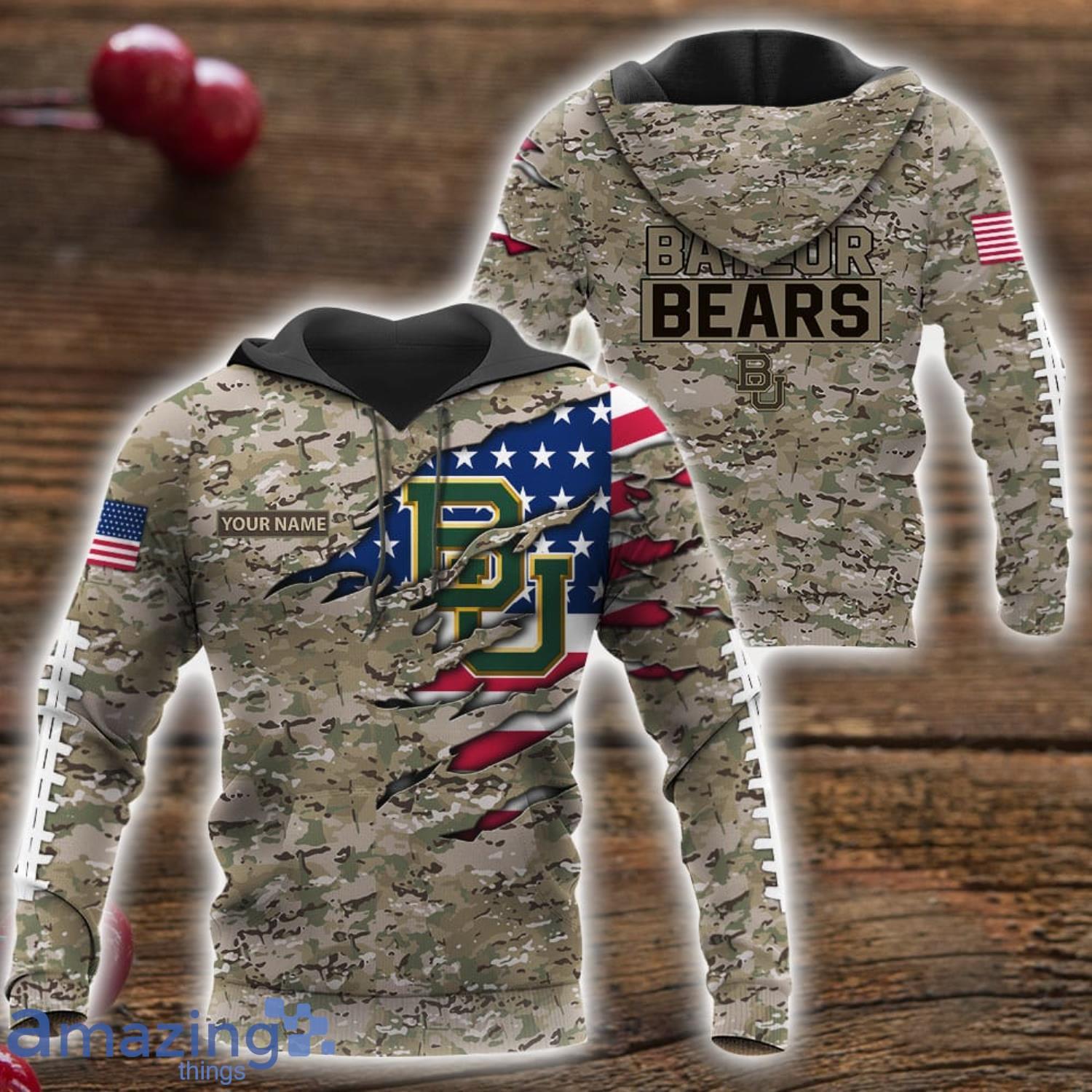 Baylor Bears Custom Name Camo Pattern T Shirt Hoodie Sweatshirt Zipper Hoodie Father's Day Gift image Baylor Bears Custom Name Camo Pattern T-Shirt Hoodie Sweatshirt Zipper Hoodie Father's Day Gift Product Photo 1