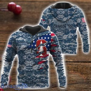 Stanford Cardinal Custom Name Camo Pattern T-Shirt Hoodie Sweatshirt Zipper Hoodie Father's Day Gift Camo US. Navy Hoodie Product Photo 1
