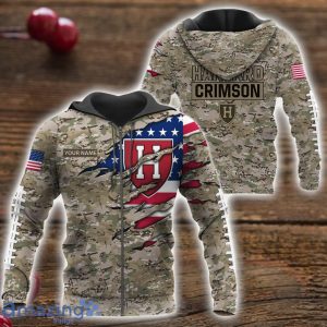 Harvard Crimson Custom Name Camo Pattern T-Shirt Hoodie Sweatshirt Zipper Hoodie Father's Day Gift Product Photo 4