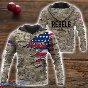 Ole Miss Rebels Custom Name Camo Pattern T-Shirt Hoodie Sweatshirt Zipper Hoodie Father's Day Gift Product Photo 1