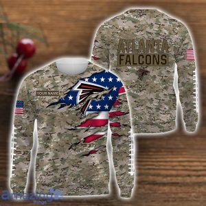 Atlanta Falcons Custom Name Camo Pattern T-Shirt Hoodie Sweatshirt Zipper Hoodie Father's Day Gift Product Photo 2