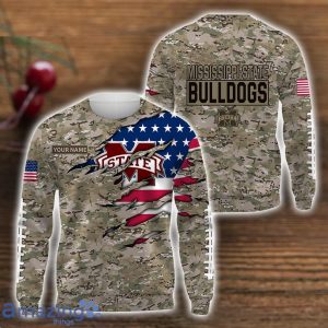 Mississippi State Bulldogs Custom Name Camo Pattern T-Shirt Hoodie Sweatshirt Zipper Hoodie Father's Day Gift Product Photo 2