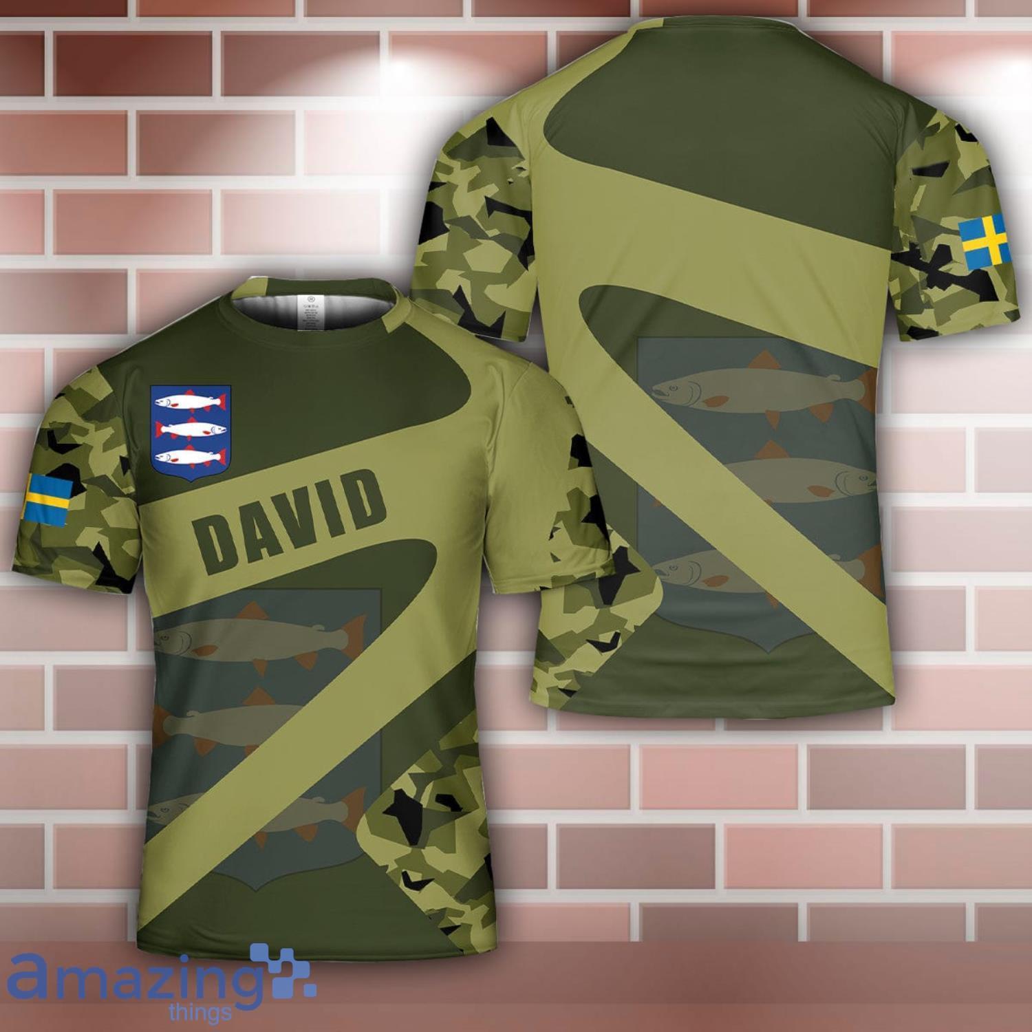 Custom Name Angermanland Sweden Camo Style 3D T Shirt Limited Father's Day Gift image Custom Name Angermanland Sweden Camo Style 3D T-Shirt Limited Father's Day Gift Product Photo 1