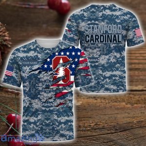 Stanford Cardinal Custom Name Camo Pattern T-Shirt Hoodie Sweatshirt Zipper Hoodie Father's Day Gift Camo US. Navy Hoodie Product Photo 3