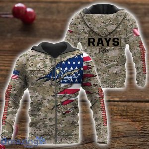 Tampa Bay Rays Custom Name Camo Pattern T-Shirt Hoodie Sweatshirt Zipper Hoodie Father's Day GiftPattern Father's Day Gift Product Photo 4