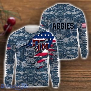 Texas A&M Aggies Custom Name Camo Pattern T-Shirt Hoodie Sweatshirt Zipper Hoodie Father's Day Gift Camo US. Navy Hoodie Product Photo 2
