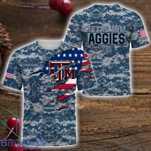 Texas A&M Aggies Custom Name Camo Pattern T-Shirt Hoodie Sweatshirt Zipper Hoodie Father's Day Gift Camo US. Navy Hoodie Product Photo 3