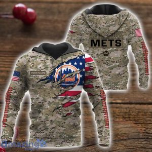 New York Mets Custom Name Camo Pattern T-Shirt Hoodie Sweatshirt Zipper Hoodie Father's Day GiftPattern Father's Day Gift Product Photo 1