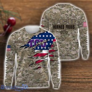 TCU Horned Frogs Custom Name Camo Pattern T-Shirt Hoodie Sweatshirt Zipper Hoodie Father's Day Gift Product Photo 2