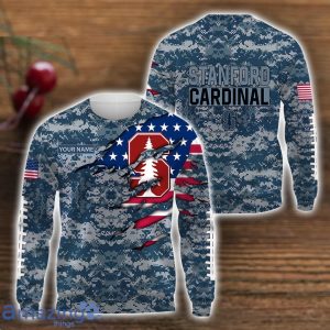 Stanford Cardinal Custom Name Camo Pattern T-Shirt Hoodie Sweatshirt Zipper Hoodie Father's Day Gift Camo US. Navy Hoodie Product Photo 2