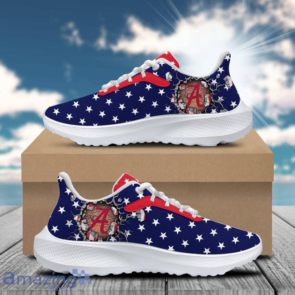 Alaba Crim Tide American Flag Padded Heightening Air Mesh Running Shoes Sport Custom Name image Alaba Crim Tide American Flag Padded Heightening Air Mesh Running Shoes Sport Custom Name Product Photo 1