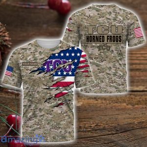 TCU Horned Frogs Custom Name Camo Pattern T-Shirt Hoodie Sweatshirt Zipper Hoodie Father's Day Gift Product Photo 3