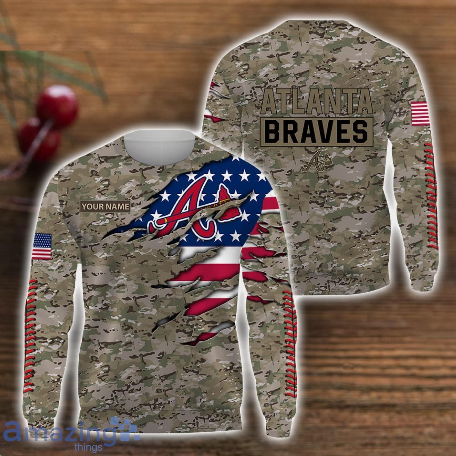 Atlanta Braves Custom Name Camo Pattern T Shirt Hoodie Sweatshirt Zipper Hoodie Father's Day GiftPattern Father's Day Gift image Atlanta Braves Custom Name Camo Pattern T-Shirt Hoodie Sweatshirt Zipper Hoodie Father's Day GiftPattern Father's Day Gift Product Photo 2