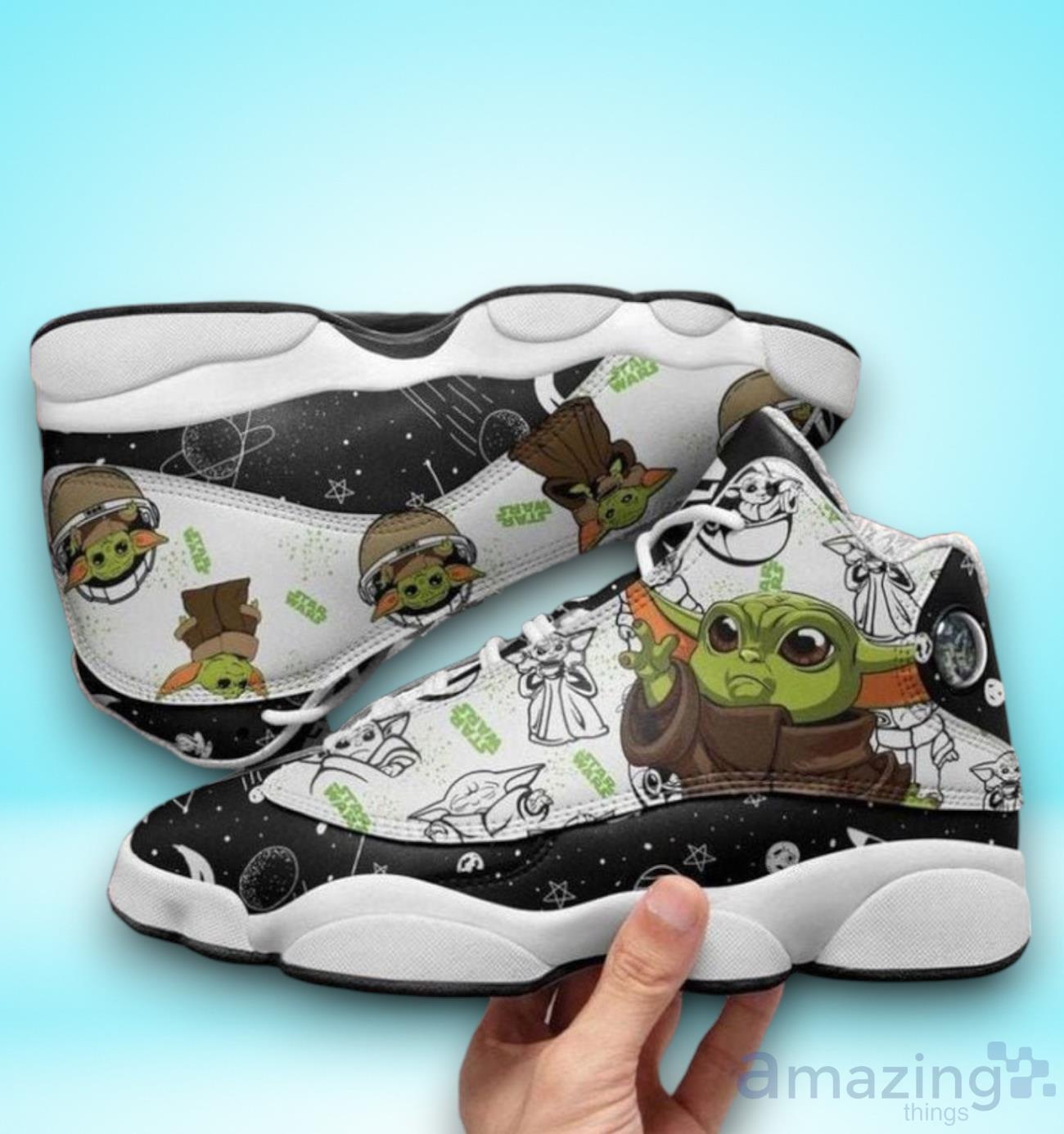 Baby Yoda Starwars 6 Air Jordan 13 Sneaker Shoes image Baby Yoda Starwars 6 Air Jordan 13 Sneaker Shoes Product Photo 1