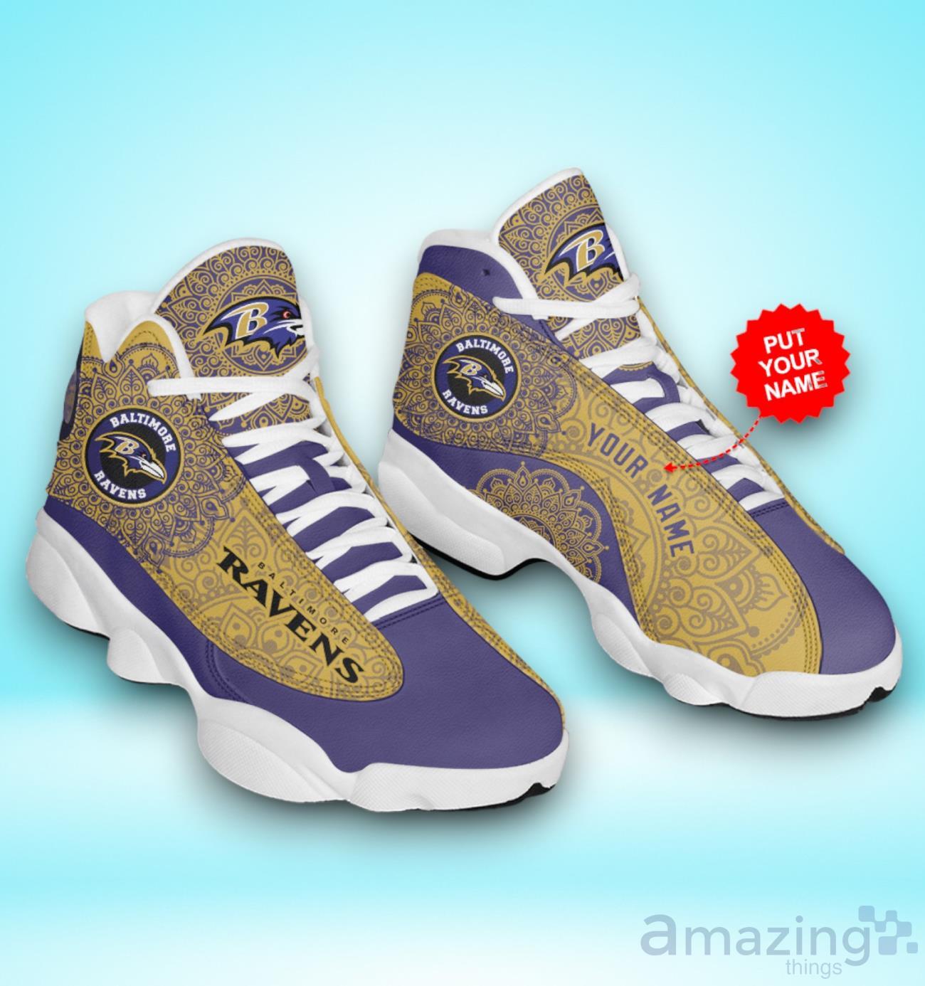 Baltimore Ravens Nfl Football Air Jordan 13 Sneaker Shoes Custom Name For Fans image Baltimore Ravens Nfl Football Air Jordan 13 Sneaker Shoes Custom Name For Fans Product Photo 1