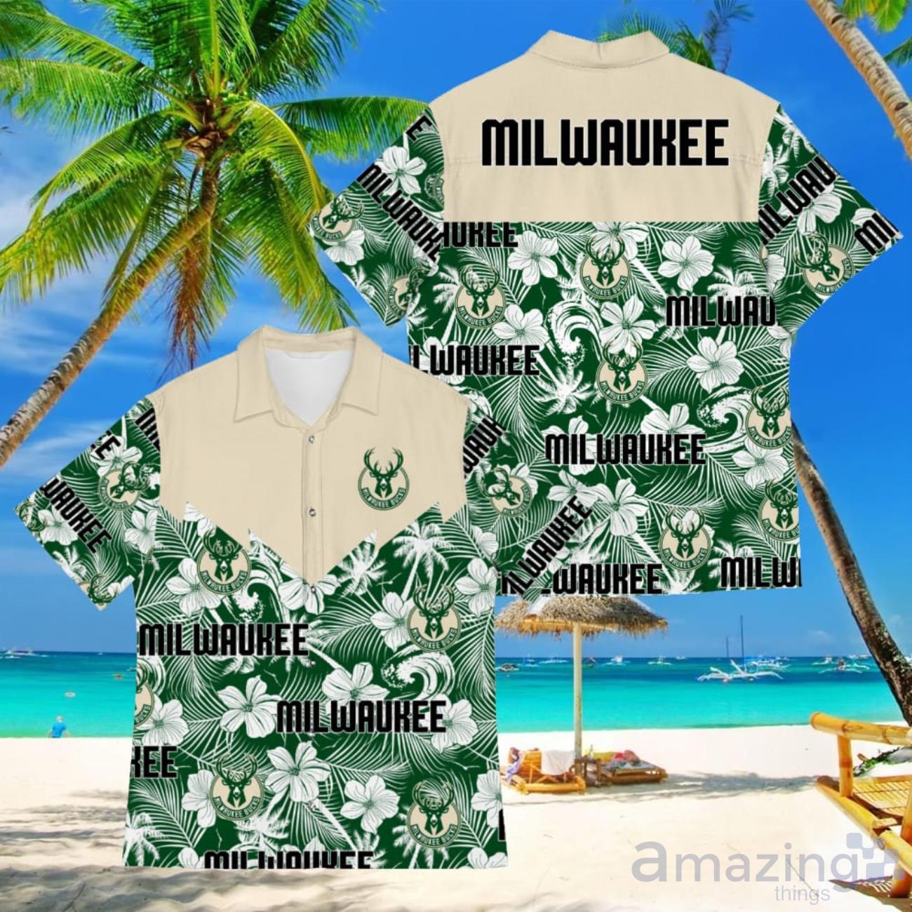 Basketball American Hawaii Shirt Tropical Beach Tree Milwaukee Bucks image Basketball American Hawaii Shirt Tropical Beach Tree Milwaukee Bucks Product Photo 1