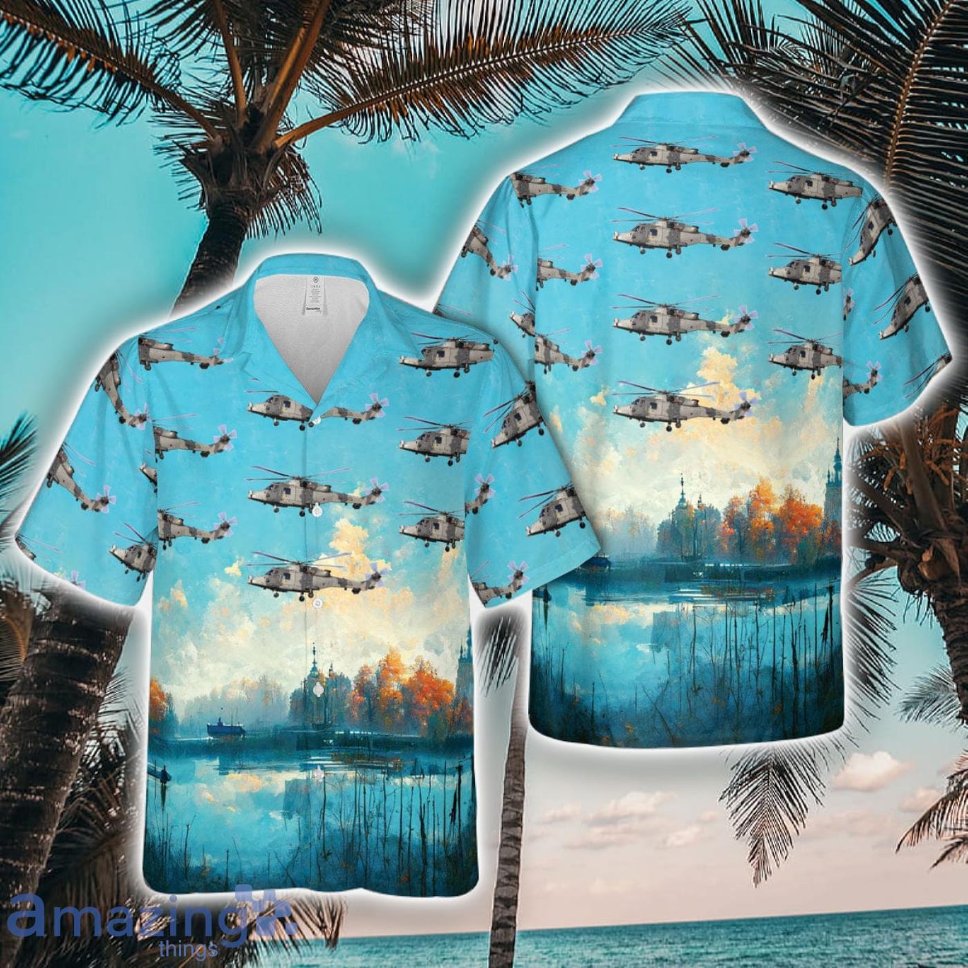 British Army Army Air Corps (AAC) Agusta Westland AW 159 Wildcat AH.1 Best Summer Gift Aloha Hawaiian Shirt 3D Printed image British Army Army Air Corps (AAC) Agusta-Westland AW-159 Wildcat AH.1 Best Summer Gift Aloha Hawaiian Shirt 3D Printed Product Photo 1