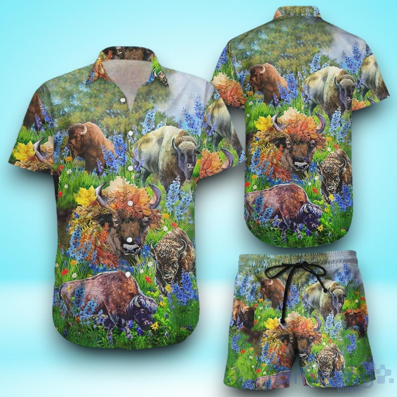 Buffalo Love Animals Hawaiian Shirt & Short For Men And Women image Buffalo Love Animals Hawaiian Shirt & Short For Men And Women Product Photo 1