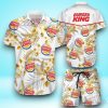 Burger King Tropical Flower Aloha Hawaiian Shirt & Short For Men And Women