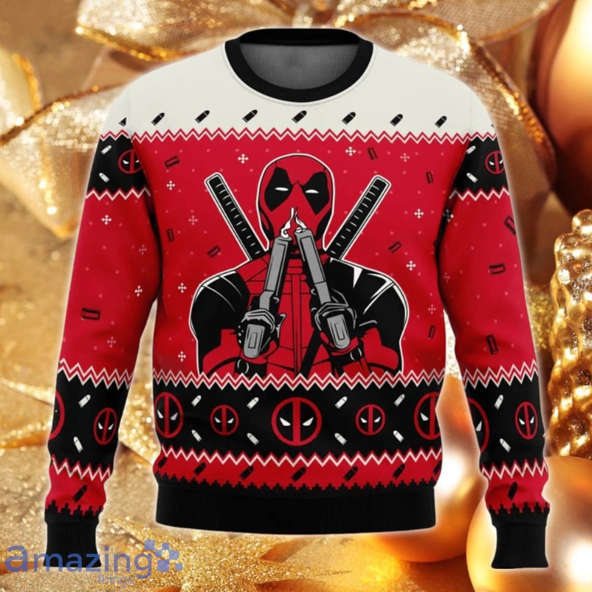 Christmas Deadpool Marvel Comics Ugly Christmas Sweater Style Gift image Christmas Deadpool Marvel Comics Ugly Christmas Sweater Style Gift Product Photo 1
