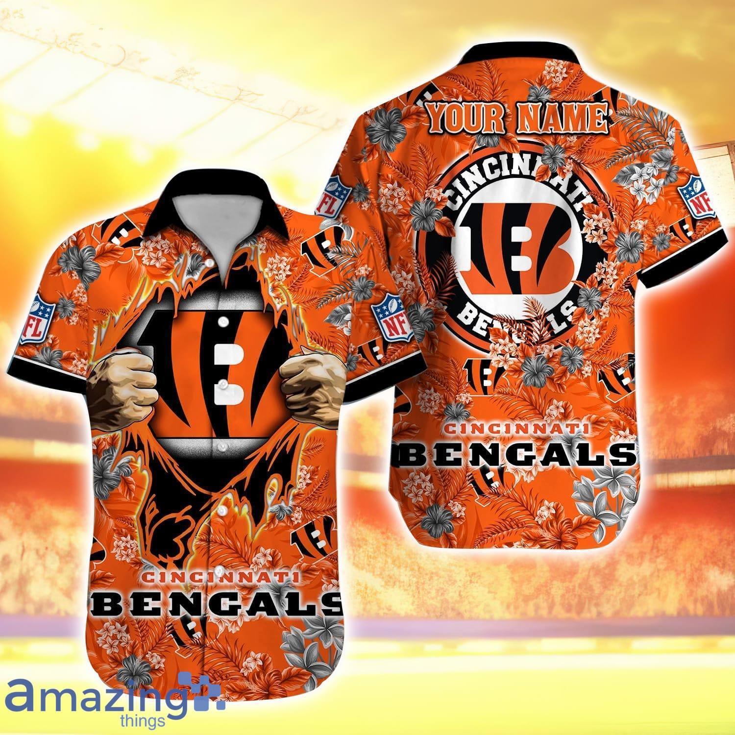 Cincinnati Bengals NFL 3D Tropical Hawaii Shirt Custom Name image Cincinnati Bengals NFL 3D Tropical Hawaii Shirt Custom Name Product Photo 1