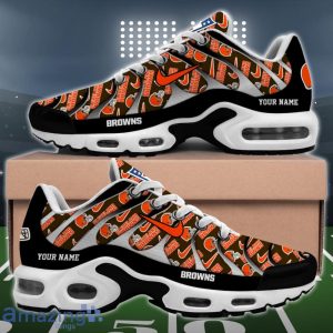 Cleveland Browns NFL Pattern Swoosh Custom Name Air Cushion Sport Shoes image Cleveland Browns NFL Pattern Swoosh Custom Name Air Cushion Sport Shoes Product Photo 2