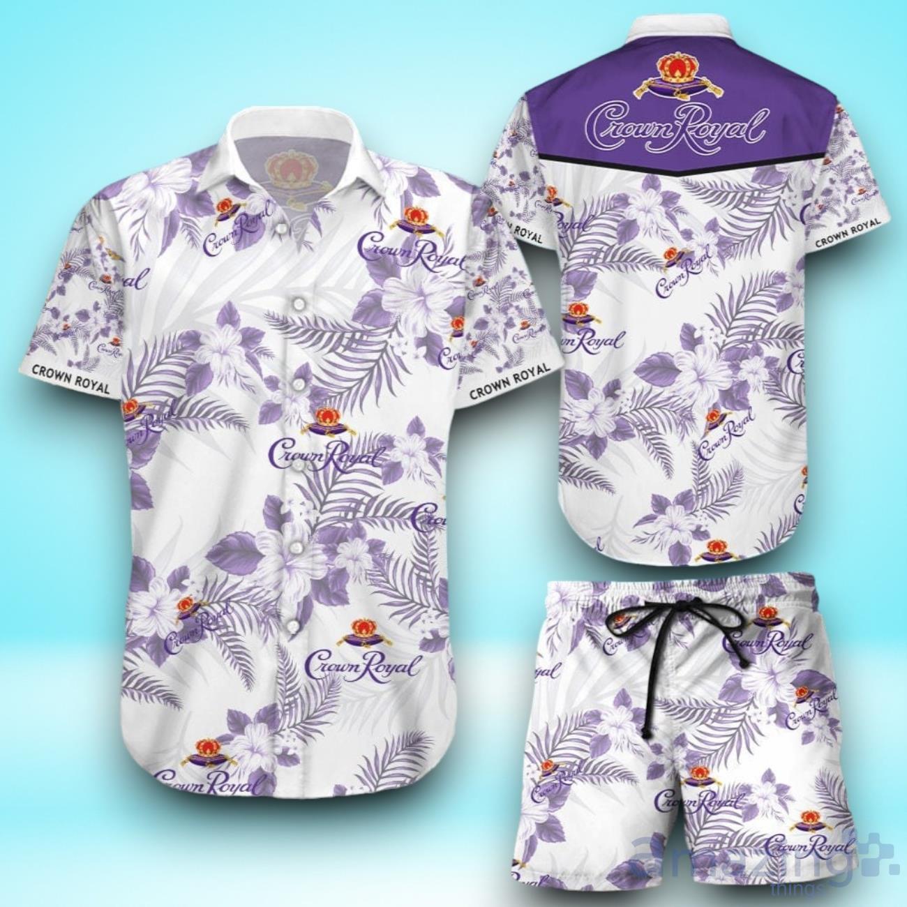 Crown Royal Canadian Whisky Hawaiian Shirt & Short For Men And Women image Crown Royal Canadian Whisky Hawaiian Shirt & Short For Men And Women Product Photo 1