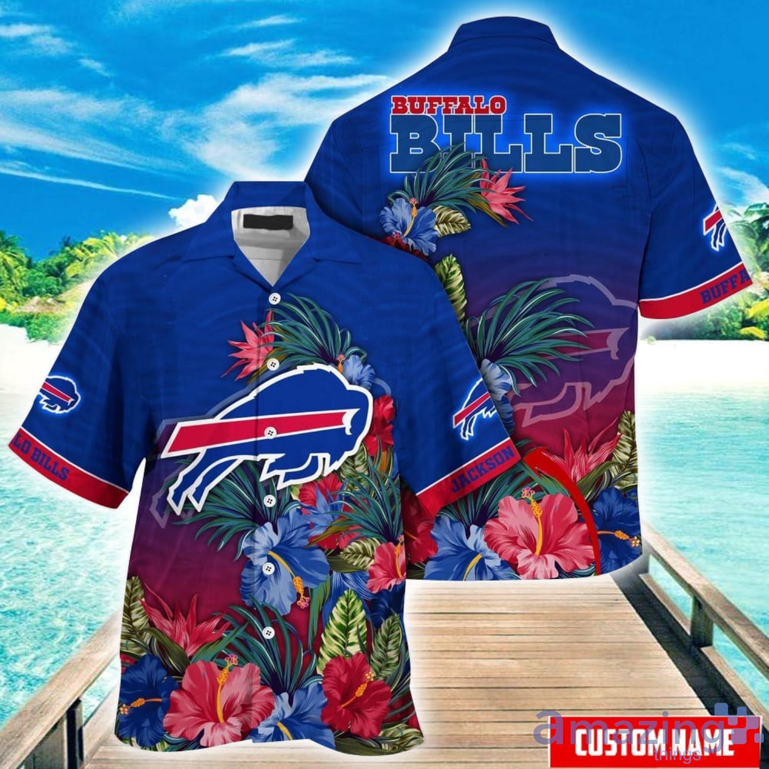 Custom Name Hawaii Shirt NFL Buffalo Bills Hawaii Shirt Tropical Flower Aloha Summer Gift image Custom Name Hawaii Shirt NFL Buffalo Bills Hawaii Shirt Tropical Flower Aloha Summer Gift Product Photo 1