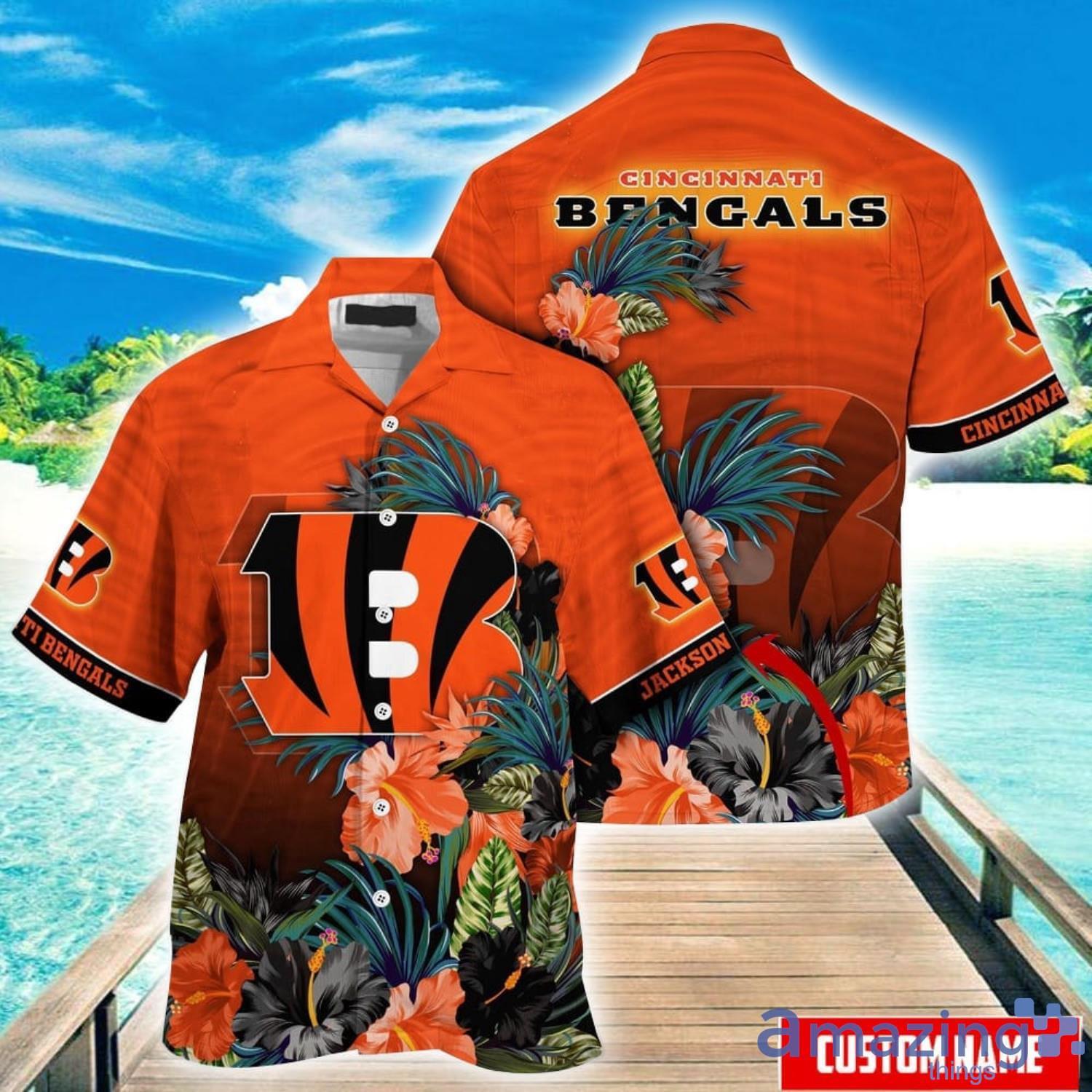 Custom Name Hawaii Shirt NFL Cincinnati Bengals Hawaii Shirt Tropical Flower Aloha Summer Gift Product Photo 1
