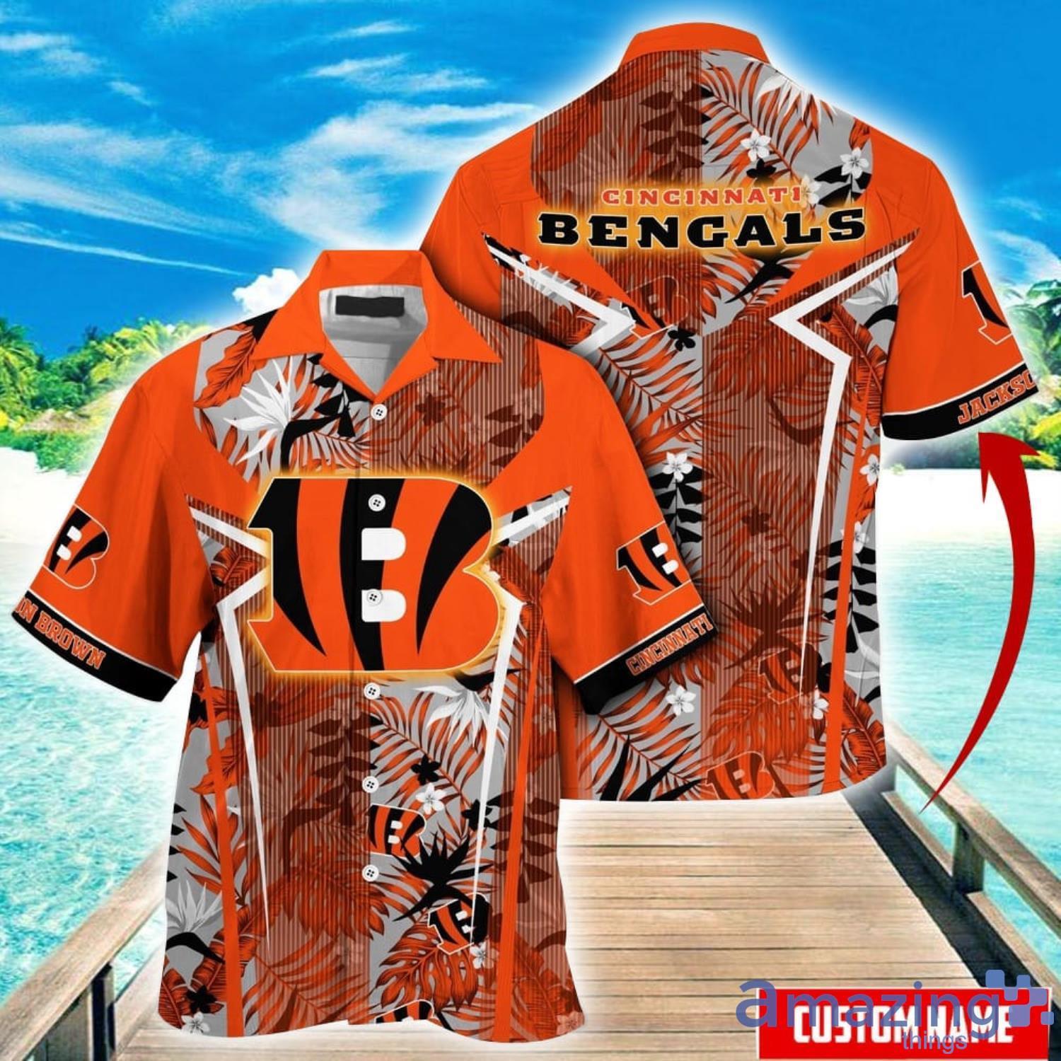 Custom Name Hawaii Shirt NFL Cincinnati Bengals Hawaiian Shirt Summer Football Tropical Shirt For Fans Product Photo 1