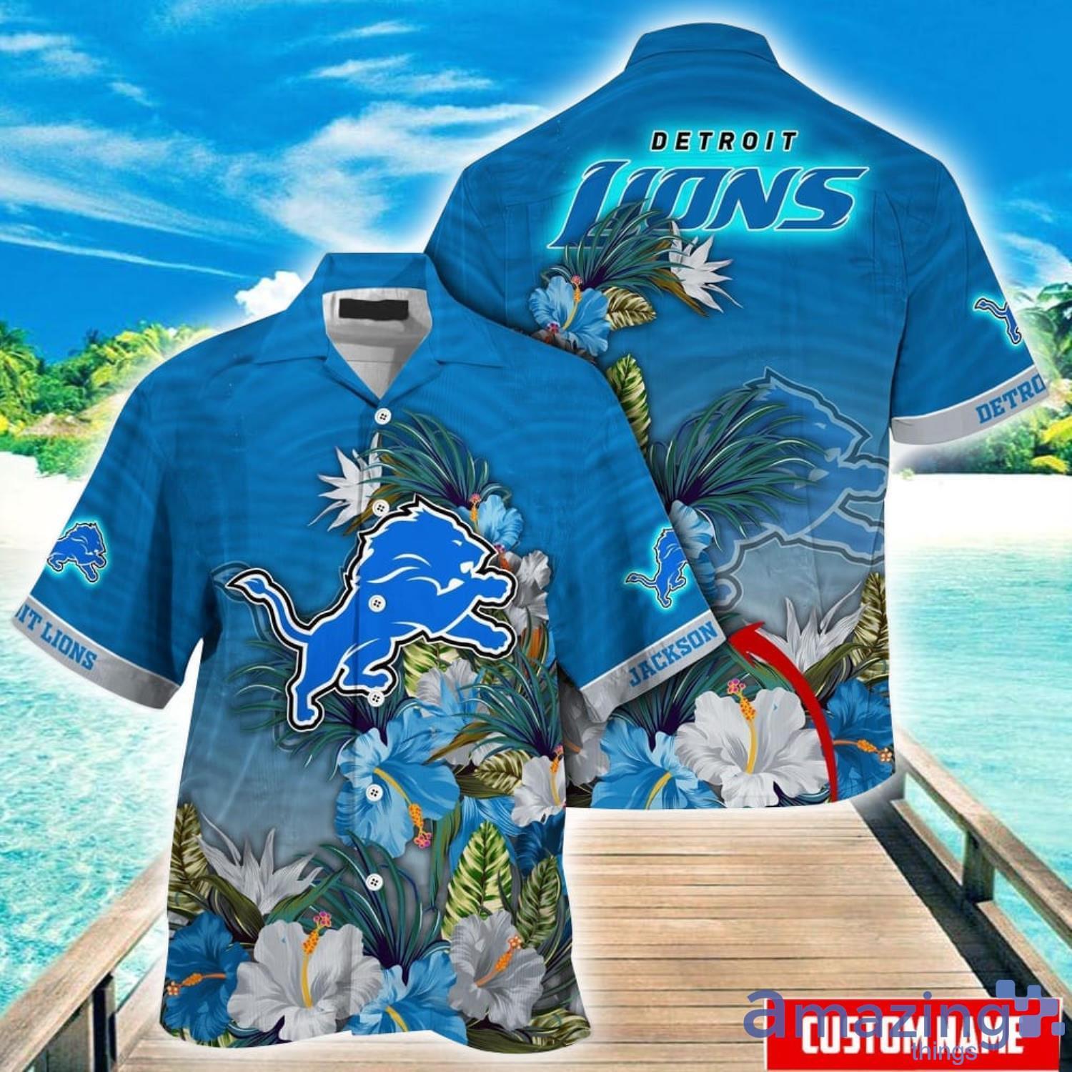 Custom Name Hawaii Shirt NFL Detroit Lions Hawaii Shirt Tropical Flower Aloha Summer Gift Product Photo 1