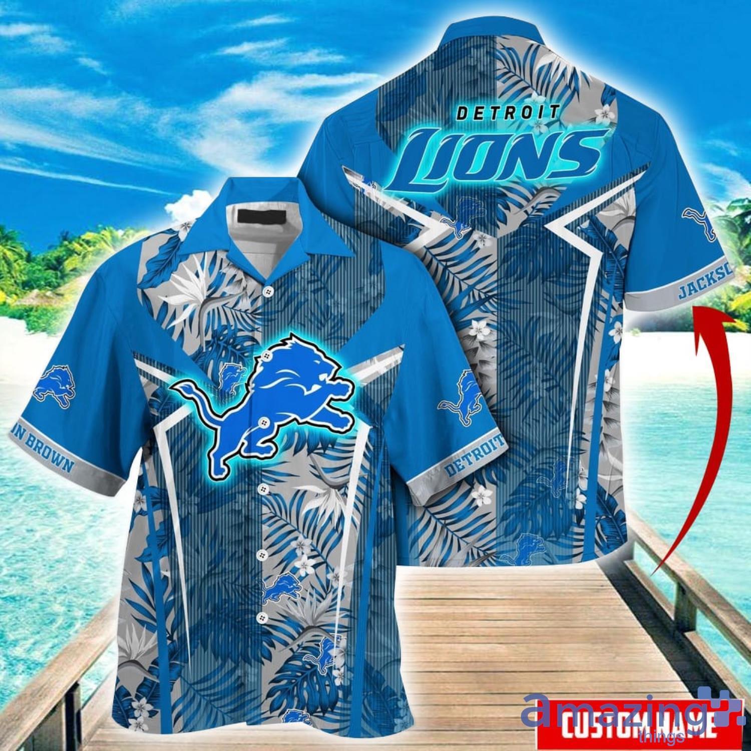 Custom Name Hawaii Shirt NFL Detroit Lions Hawaiian Shirt Summer Football Tropical Shirt For Fans Product Photo 1