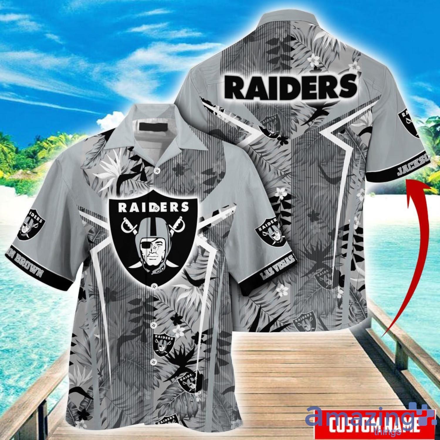Custom Name Hawaii Shirt NFL Las Vegas Raiders Hawaiian Shirt Summer Football Tropical Shirt For Fans image Custom Name Hawaii Shirt NFL Las Vegas Raiders Hawaiian Shirt Summer Football Tropical Shirt For Fans Product Photo 1