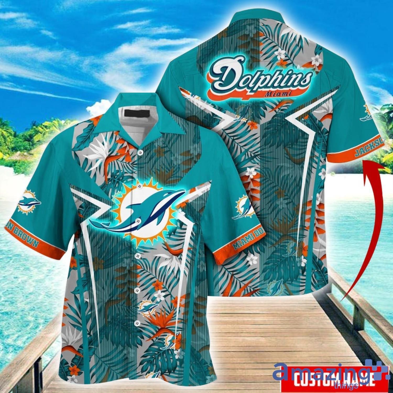 Custom Name Hawaii Shirt NFL Miami Dolphins Hawaiian Shirt Summer Football Tropical Shirt For Fans Product Photo 1