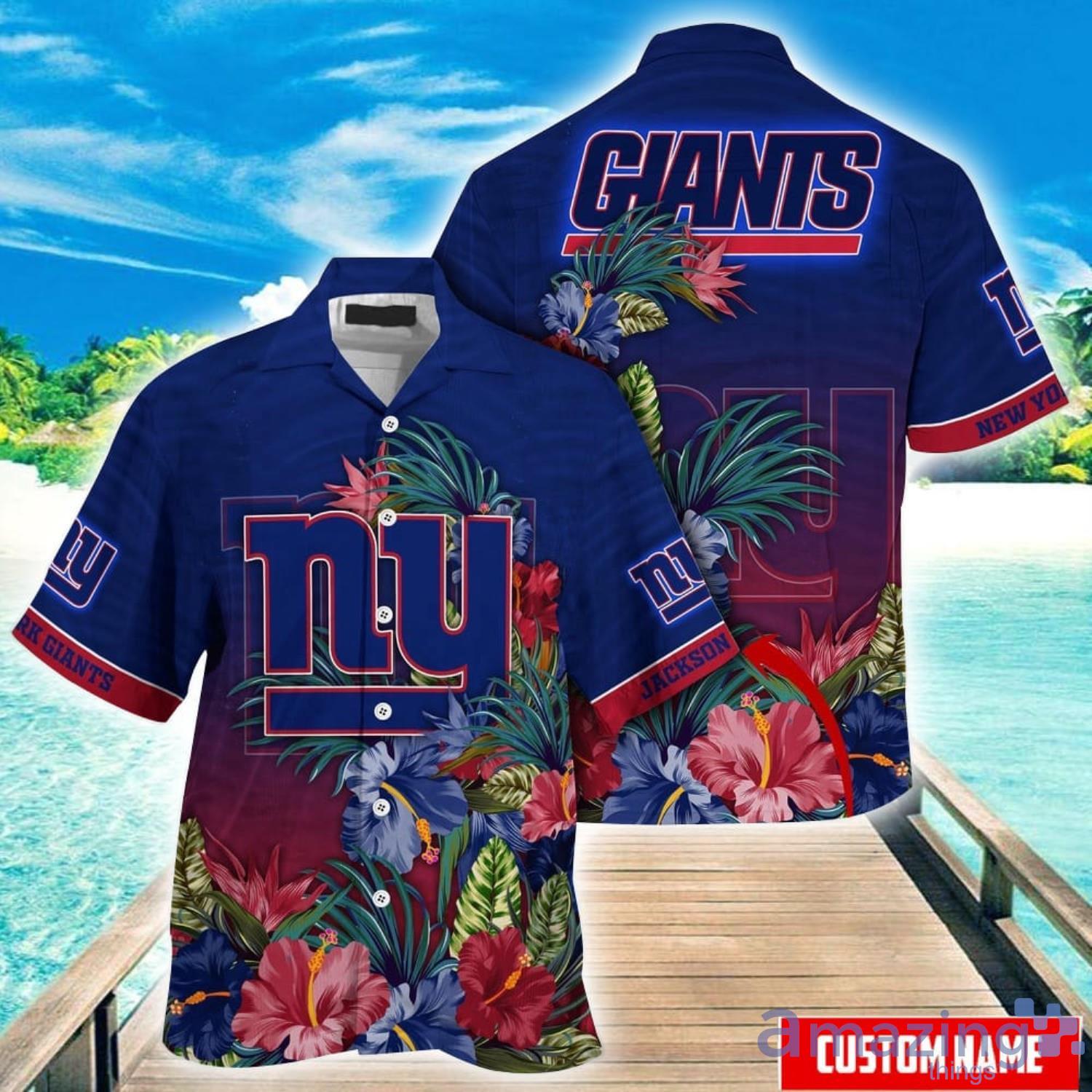 Custom Name Hawaii Shirt NFL New York Giants Hawaii Shirt Tropical Flower Aloha Summer Gift image Custom Name Hawaii Shirt NFL New York Giants Hawaii Shirt Tropical Flower Aloha Summer Gift Product Photo 1