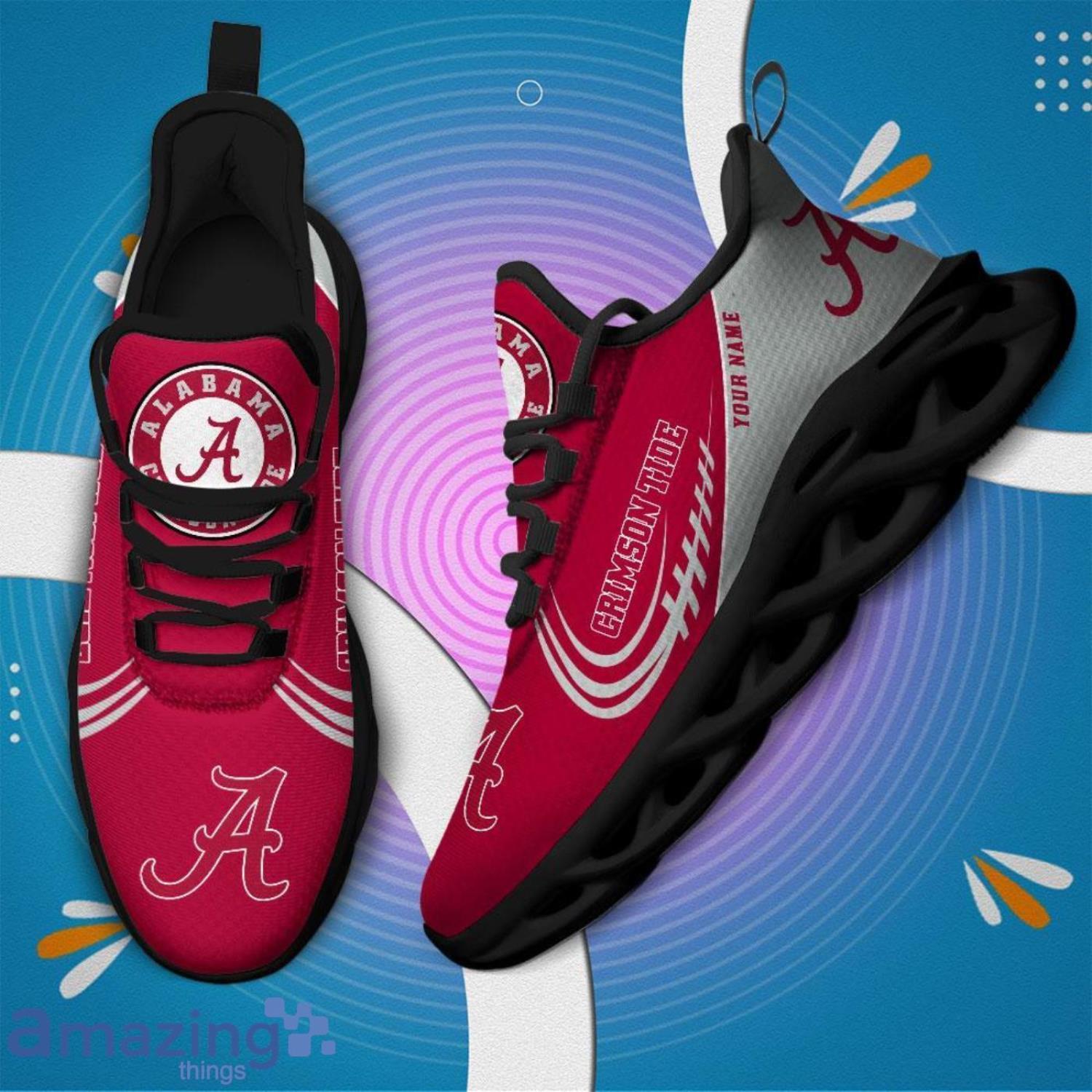 Custom Name NCAA Alabama Crimson Tide Personalized Sneakers Max Soul Shoes image Custom Name NCAA Alabama Crimson Tide Personalized Sneakers Max Soul Shoes Product Photo 3