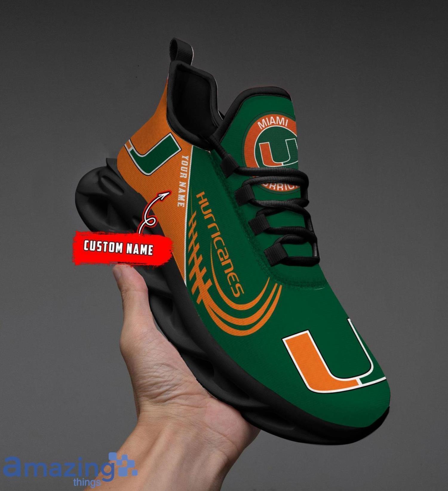 Custom Name NCAA Miami Hurricanes Personalized Sneakers Max Soul Shoes image Custom Name NCAA Miami Hurricanes Personalized Sneakers Max Soul Shoes Product Photo 2