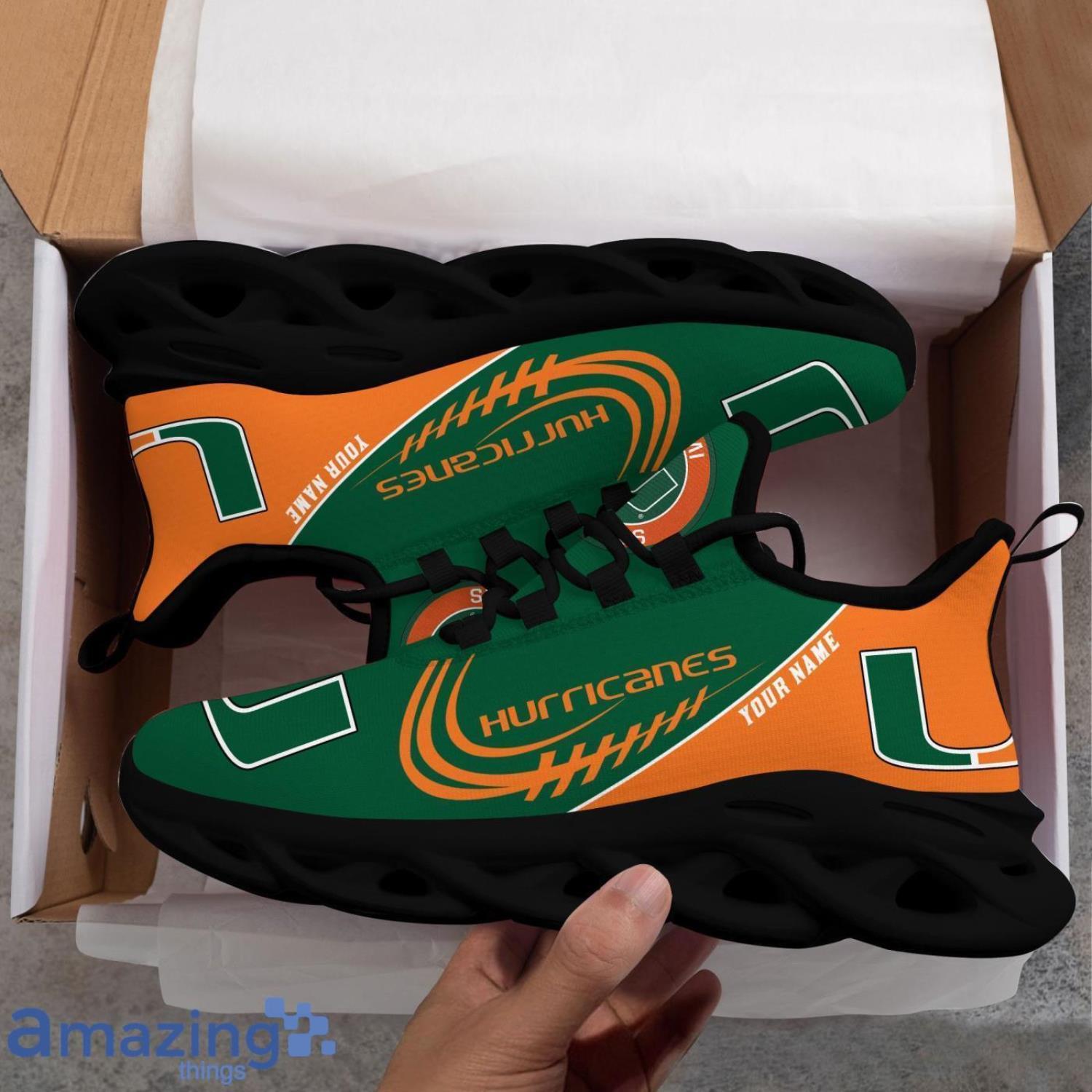 Custom Name NCAA Miami Hurricanes Personalized Sneakers Max Soul Shoes image Custom Name NCAA Miami Hurricanes Personalized Sneakers Max Soul Shoes Product Photo 5