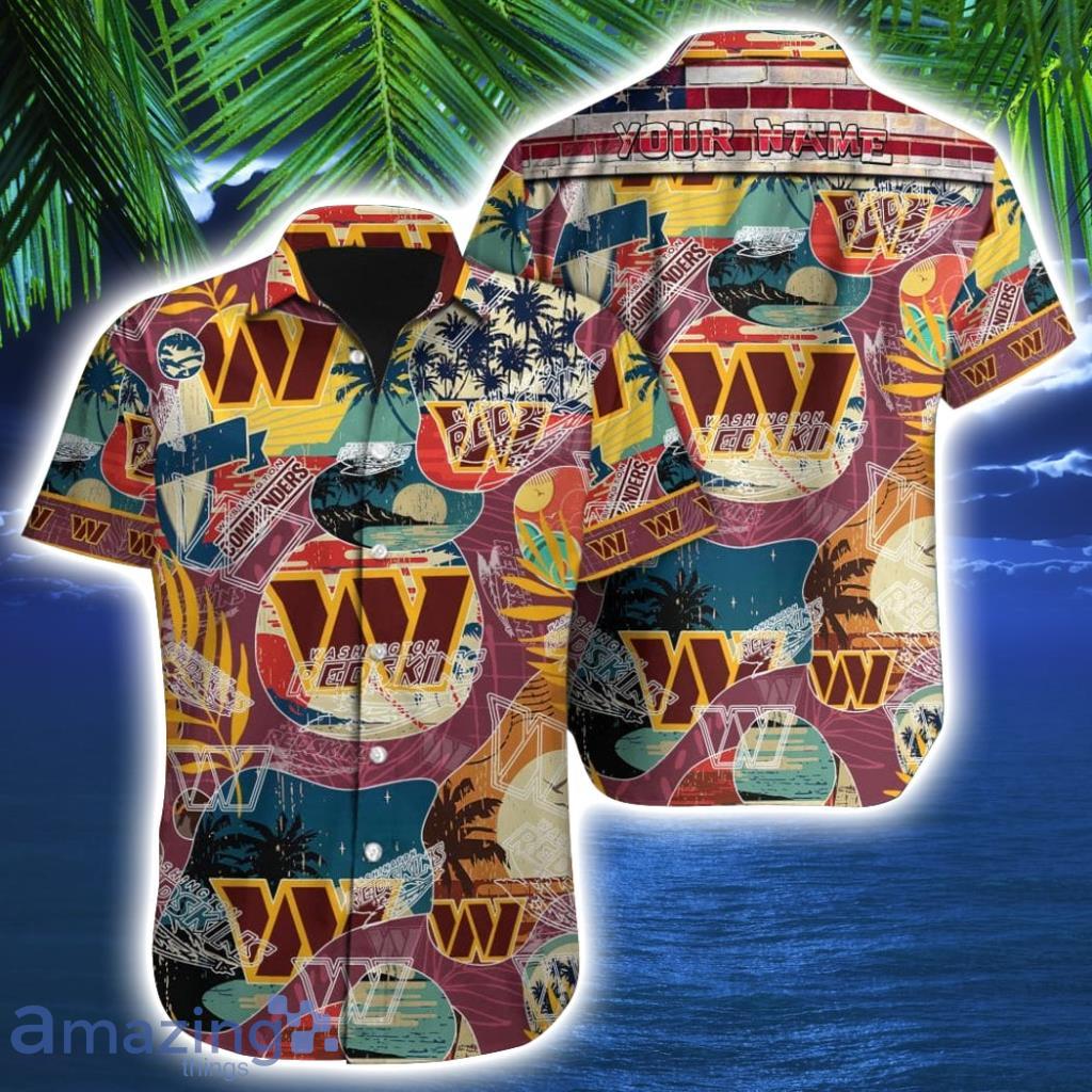 Custom Name NFL Washington Commanders Special Tropical Hawaiian Shirt image Custom Name NFL Washington Commanders Special Tropical Hawaiian Shirt Product Photo 1