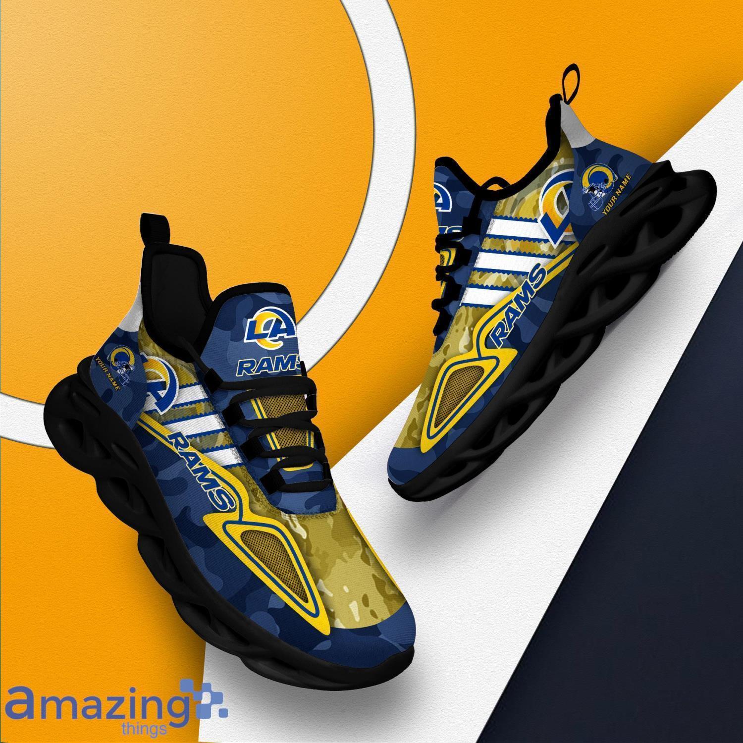 Custom Name Sneakers Los Angeles Rams CAMO Max Soul Shoes Best Gift For Fans image Custom Name Sneakers Los Angeles Rams CAMO Max Soul Shoes Best Gift For Fans Product Photo 2