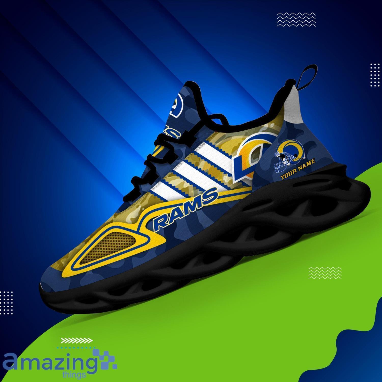 Custom Name Sneakers Los Angeles Rams CAMO Max Soul Shoes Best Gift For Fans image Custom Name Sneakers Los Angeles Rams CAMO Max Soul Shoes Best Gift For Fans Product Photo 4