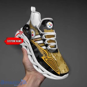 Custom Name Sneakers Pittsburgh Steelers CAMO Max Soul Shoes Best Gift For Fans Product Photo 1