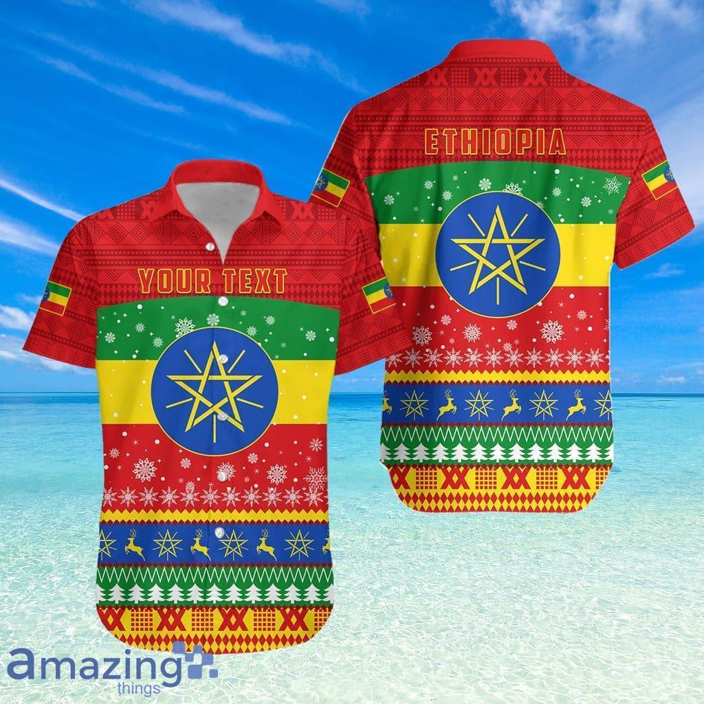 Custom Personalized Ethiopia Relaxed Hawaiian Shirt Merry Christmas Mix African Pattern image Custom Personalized Ethiopia Relaxed Hawaiian Shirt Merry Christmas Mix African Pattern Product Photo 1