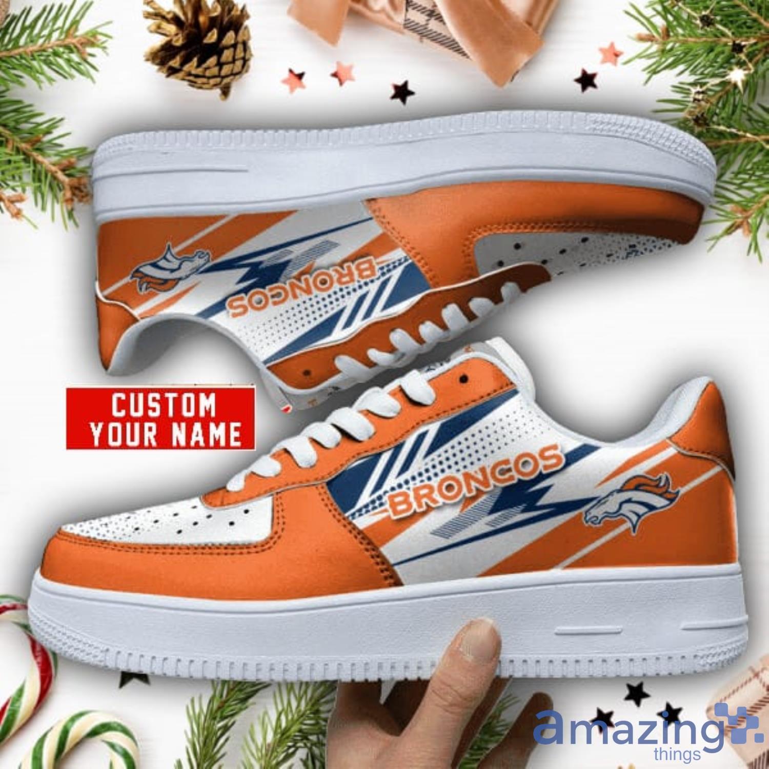 Denver Broncos Personalized Name Air Force 1 Shoes For Fans Gift image Denver Broncos Personalized Name Air Force 1 Shoes For Fans Gift Product Photo 1