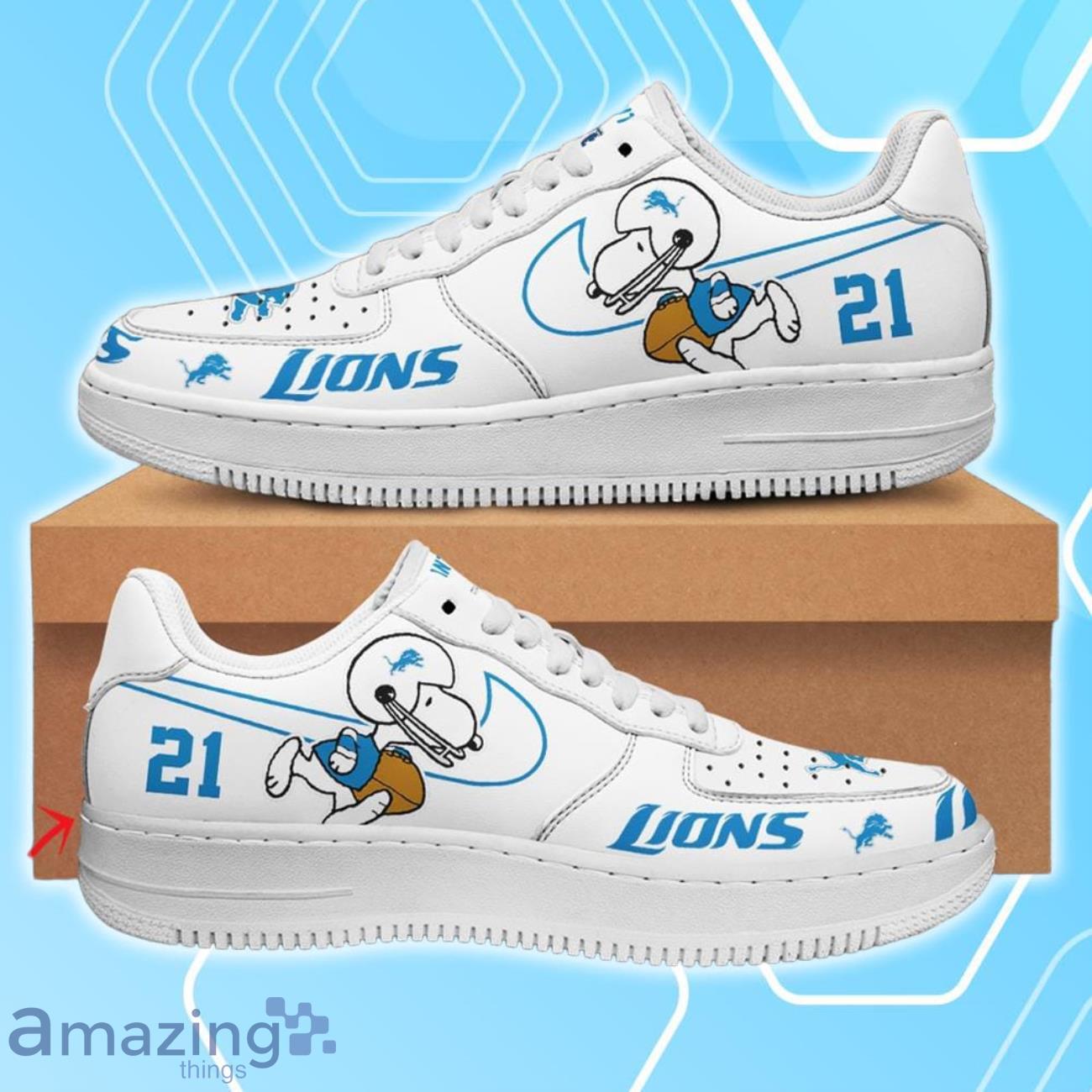 Detroit Lions Air Force Shoes Snoopy Custom Number & Name image Detroit Lions Air Force Shoes Snoopy Custom Number & Name Product Photo 1