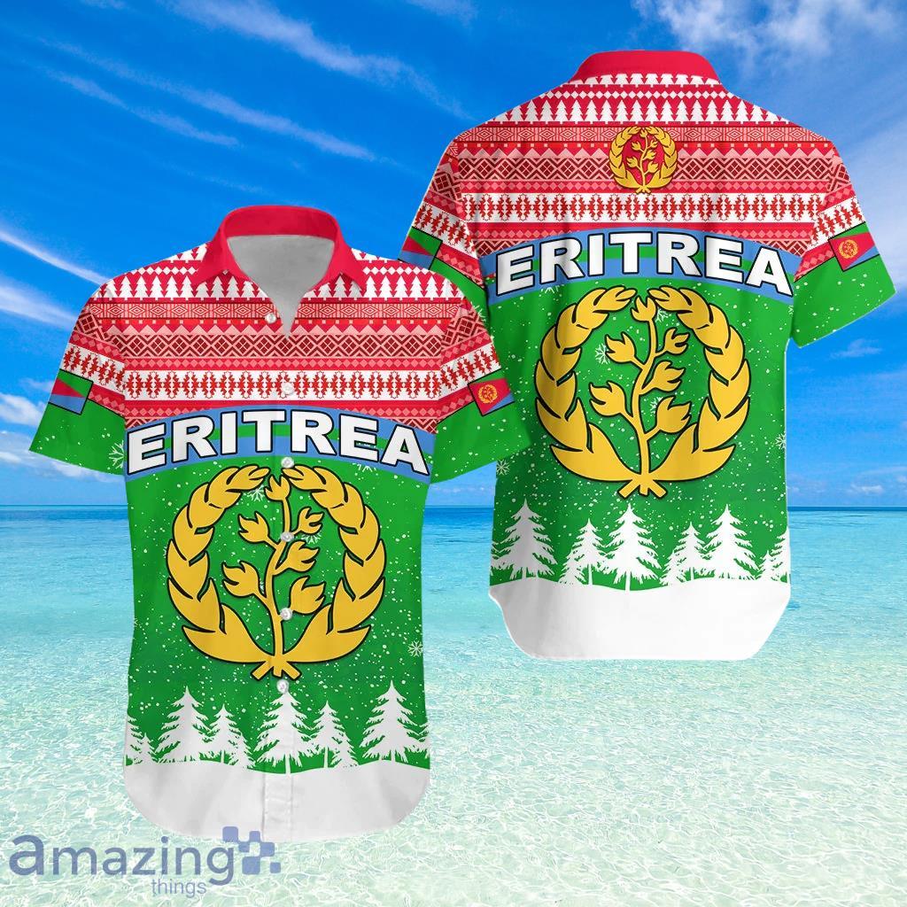 Eritrea Relaxed Hawaiian Shirt Merry Christmas Mix African Pattern image Eritrea Relaxed Hawaiian Shirt Merry Christmas Mix African Pattern Product Photo 1